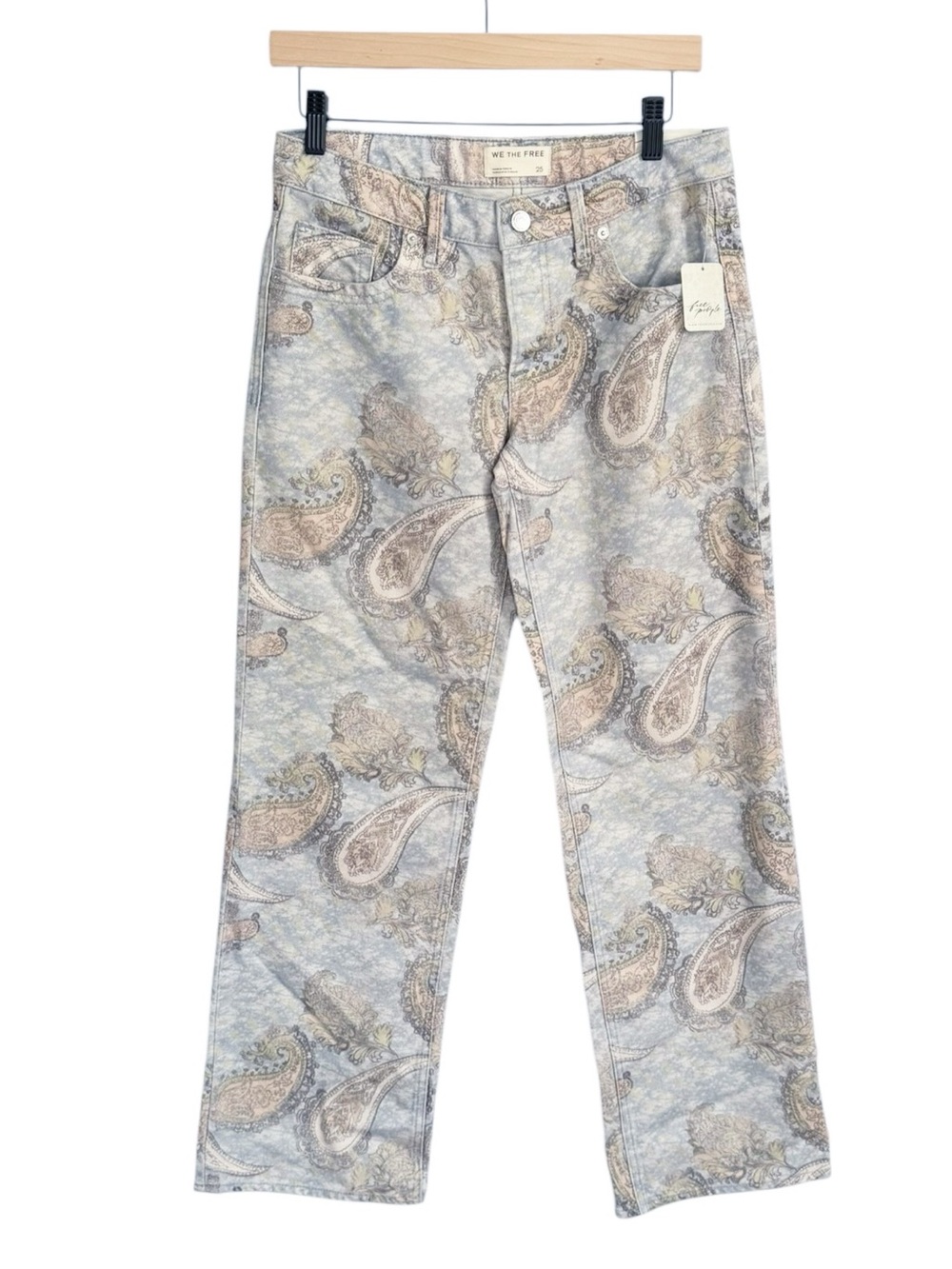 Free People We The Free Tennessee Low Rise Paisley Jeans Limestone Blue NWT - Picture 3 of 13